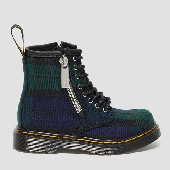 Dr. Martens Kids Plaid Boots - Green and Blue - Picture 1 of 8